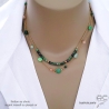 bijoux créateur collier ras de cou vert femme en pierres naturelles vertes et plaqué or fabriqué à la main en France