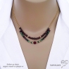 bijoux créateur collier ras de cou femme en pierres naturelles vertes et rouges et plaqué or fabriqué à la main en France