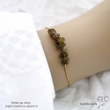 Bracelet tourmaline kaki, pierre naturelle sur une chaîne fine, création by Alicia
