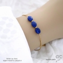 Bracelet lapis-lazuli ovale sur une chaîne fine, pierre naturelle bleue, création by Alicia