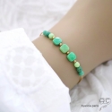 Bracelet fin agate verte sur une chaîne en plaqué or, pierre naturelle, fait main, création by Alicia