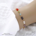 Bracelet avec pierres fines multi-couleur sur une chaîne en plaqué or, création by Alicia