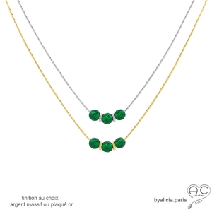 Ras de cou fin onyx vert sur une chaîne en plaqué or ou argent, fait main, création by Alicia