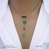 collier ras de cou femme en pierre semi-précieuse verte onyx vert fabriqué à la main sur mesure en France