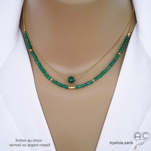 pierre onyx vert collier femme ras du cou artisanal en pierre naturelle verte