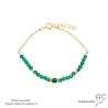 bracelet vert femme pierre naturelle onyx vert et plaqué or fabriqué à la main en France