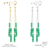 pierre onyx vert boucles d'oreilles femme en vermeil ou argent longues délicates créateur fait à la main en France