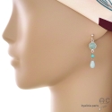 Boucles d\'oreilles amazonite et turquoise, argent massif, fait main, création by Alicia