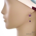Boucles d\'oreilles améthyste et peridot, argent massif, fait main, création by Alicia