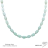 collier ras du cou vert clair en pierre semi-précieuse jade et argent réalisé a la main en France