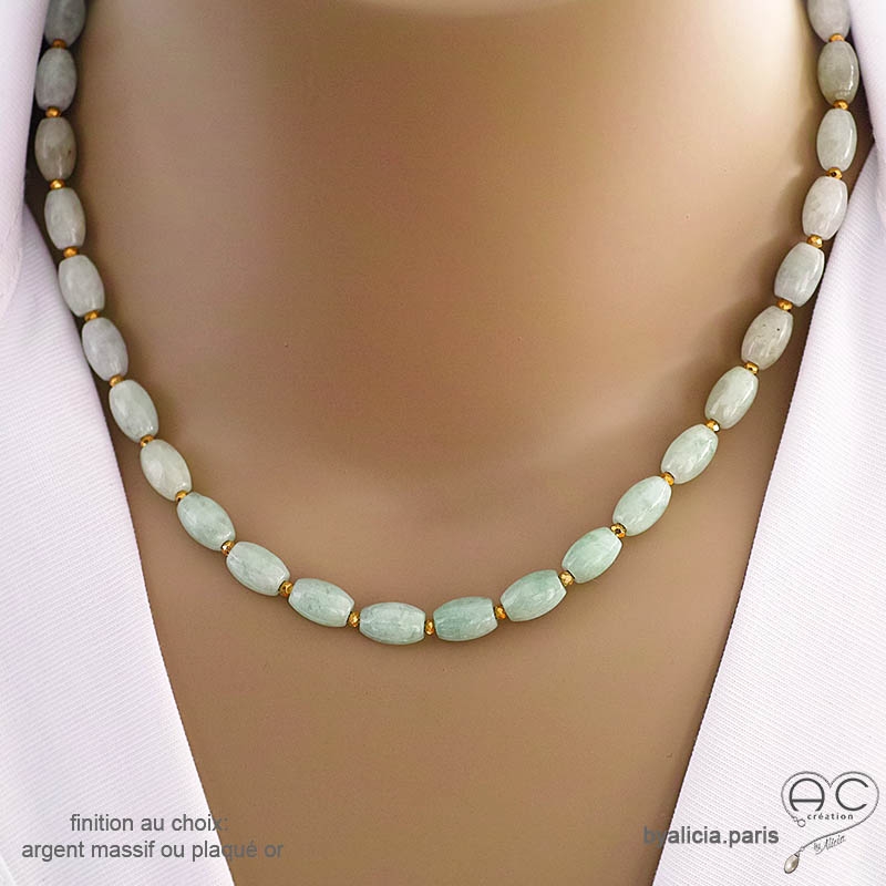 Collier jade, ras de cou pierre semi-précieuse verte, fait main, création by Alicia Collier jade, ras de cou pierre semi-précieuse verte, fait main, création by Alicia