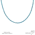 Apatite, collier fin, chaine en pierre naturelle bleue, fait main, création by Alicia