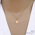 Cadenas petit pendentif en plaqué or, porte-bonheur, collier, femme