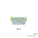 Pendentif JILL amazonite pour les chaînes à gros maillons avec 2 crochets, pierre fine rectangulaire, étoile, plaqué or