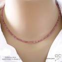 Tourmaline rose, collier fin, chaine en pierre naturelle, fait main, création by Alicia