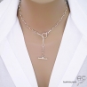 grande chaine en argent massif avec grand fermoir à bascule collier cravate réalisé sur mesure