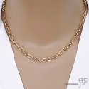 Collier ADELE-C chaîne gros maillons en plaqué or, ras de cou, tendance, création by Alicia