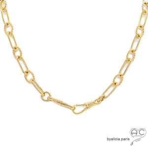 collier chaîne grandes maillions en plaqué or avec deux crochets