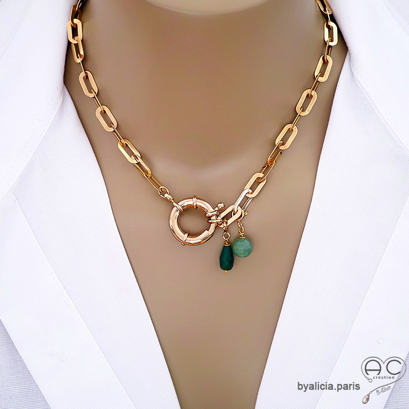 Cou Collier Femme Grosse Chaine Fermoir Collier Grand Maillon