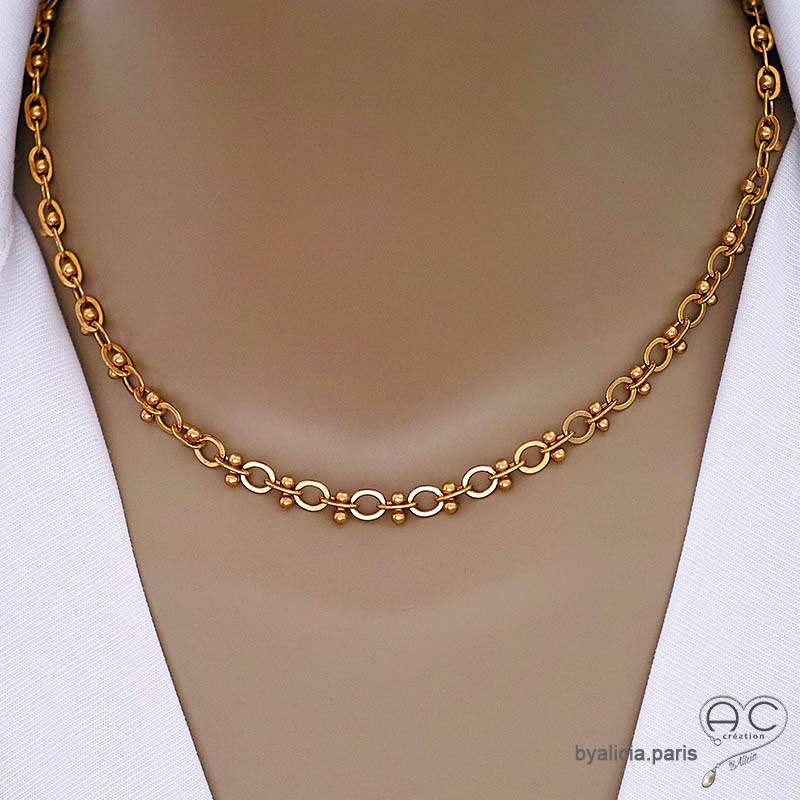 Cou Collier Femme Grosse Chaine Fermoir Collier Grand Maillon