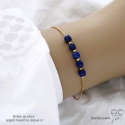 Bracelet avec lapis-lazuli en cube sur une chaîne plaqué or ou argent massif rhodié, pierre naturelle, création by Alicia