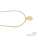 Pendentif médaille ronde avec une étoile du Nord gravée en plaqué or, tendance, bohème, femme
