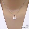 Cadenas petit pendentif en argent massif avec étoile et brillant, porte-bonheur, collier, femme