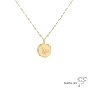 Pendentif médaille ronde sceau avec l\'abeille en plaqué or, vintage, tendance, bohème