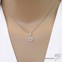 Pendentif petit soleil ajouré, ronde en argent 925 rhodié, femme