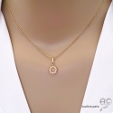 Pendentif petit soleil ajouré, ronde en plaqué or, femme