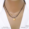 collier choker fin pierre calcédoine bleue  sur une chaîne en plaqué or ou en argent, fait main en France