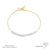 bracelet bleu femme en pierre semi-précieuse calcédoine bleue et plaqué or fabriqué à la main en France