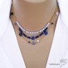collier ras du cou choker bleu créateur en pierres semi-précieuses calcédoine bleue réalisés à la main en France