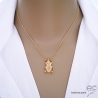 Pendentif grand scarabée en plaqué or, collier femme