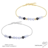 pierres naturelles calcédoine bleue iolite bracelet bleu fin femme en plaqué or ou argent fait sur mesure à la main en France