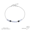 bracelet bleu femme en pierres semi-précieuses calcédoine bleue, iolite et argent fabriqué à la main en France