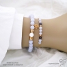 bracelet en pierres semi-précieuses bracelet fin en calcédoine bleue et saphir d'eau