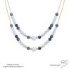Collier ras de cou calcédoine bleue et iolite sur une chaîne en plaqué or ou en argent, fait main, création by Alicia