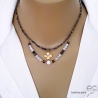 collier ras du cou choker bleu créateur en pierres semi-précieuses calcédoine bleue et iolite réalisés à la main en France
