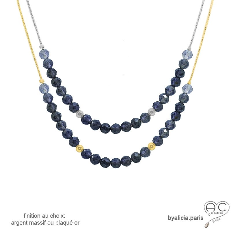 Ras de cou iolite (saphir d'eau) sur une chaîne en plaqué or ou en argent, fait main, création by Alicia Ras de cou iolite (saphir d'eau) sur une chaîne en plaqué or ou en argent, fait main, création by Alicia