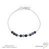 bracelet femme en pierre semi-précieuse bleue, saphir d'eau iolite et argent fabriqué à la main en France