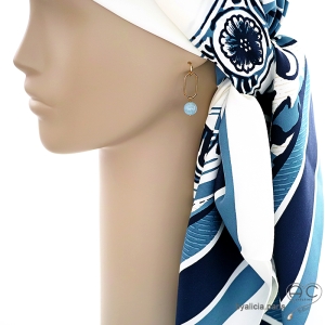 boucles d'oreilles en plaqué or et pierre naturelle bleue aigue marine