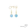 Boucles d'oreilles avec aigue marine et plaqué or 3MIC, pierre naturelle bleue, pendantes courtes, création by Alicia