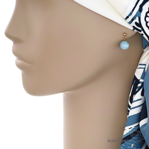 boucles d'oreilles bleues femme petites pendantes en pierre naturelle aigue marine
