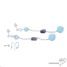 bounces d'oreilles longues femme en aigue marine et saphir d'eau fait main sur mesure