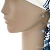 Boucles d'oreilles bleues femme aigue marine et saphir d'eau en argent massif réalisées à la main en France