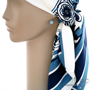 boucles d'oreilles femme en pierre semi-précieuse bleue aigue marine et argent massif