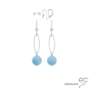 Boucles d'oreilles bleues femme avec aigue marine et argent massif, pierre naturelle bleue, pendantes, création by Alicia