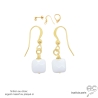 Boucles d'oreilles agate blanche, plaqué or ou argent, petites, pendantes, pierre naturelle, fait main, création by Alicia
