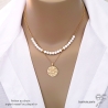 collier femme en pierre naturelle agate blanche sur une chaîne en plaqué or ou argent, fait main sur mesure en France